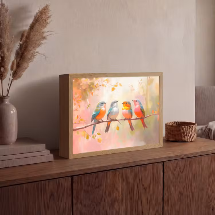 Lightbox - Wandlamp - Vogels - Kleurrijk - Tak — 4