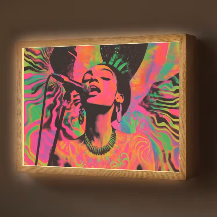 Lightbox - Wandlamp - Vrouw - Microfoon - Neon — 1