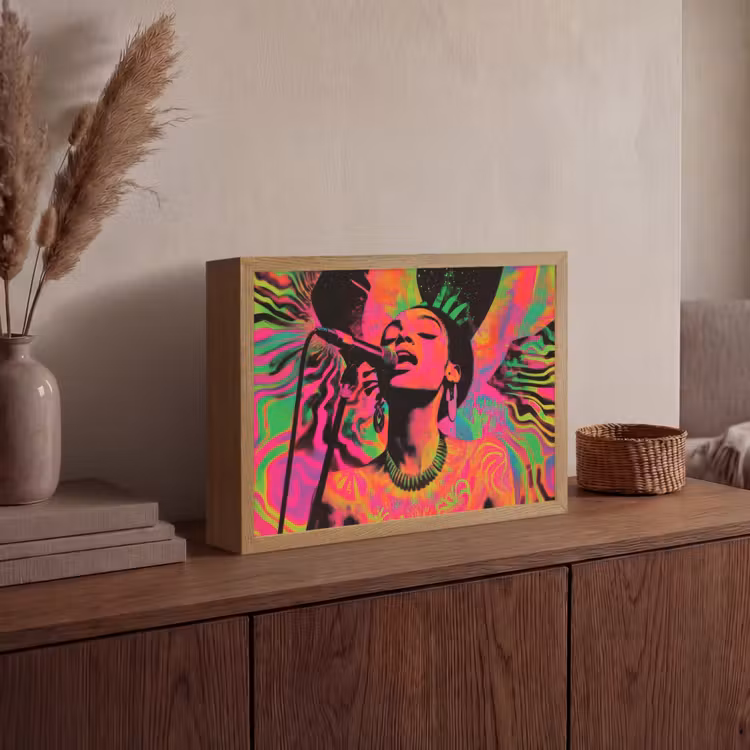 Lightbox - Wandlamp - Vrouw - Microfoon - Neon — 4