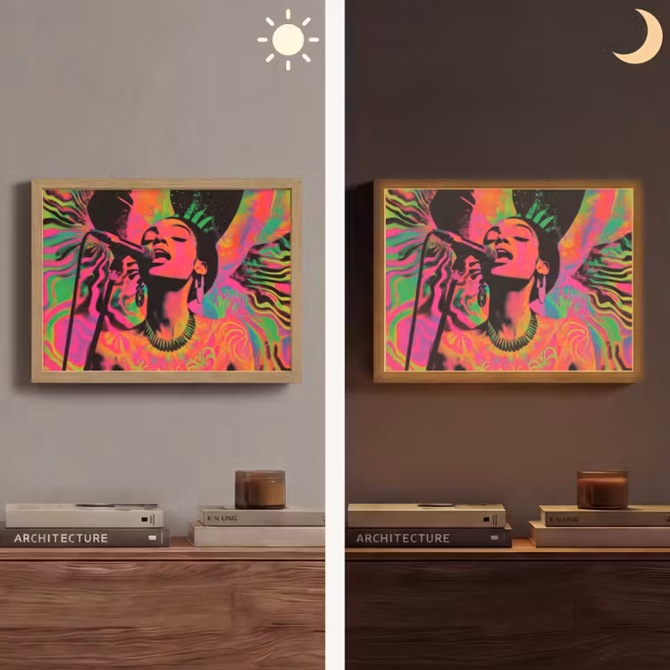 Lightbox - Wandlamp - Vrouw - Microfoon - Neon — 6