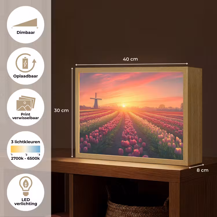 Lightbox - Wandlamp - Windmolen - Zonsondergang - Landschap — 10