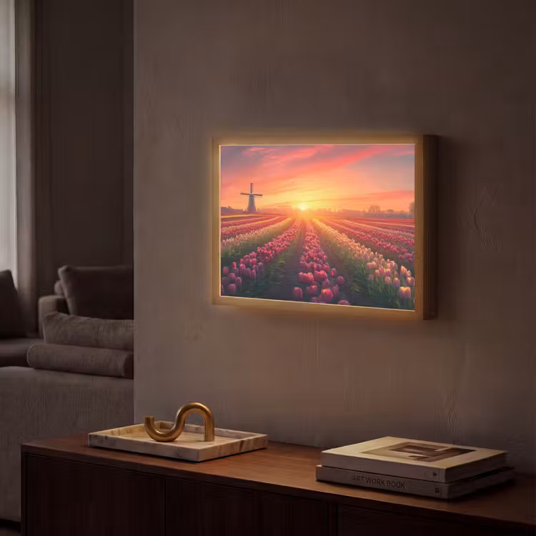 Lightbox - Wandlamp - Windmolen - Zonsondergang - Landschap — 2
