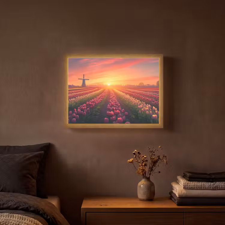 Lightbox - Wandlamp - Windmolen - Zonsondergang - Landschap — 3