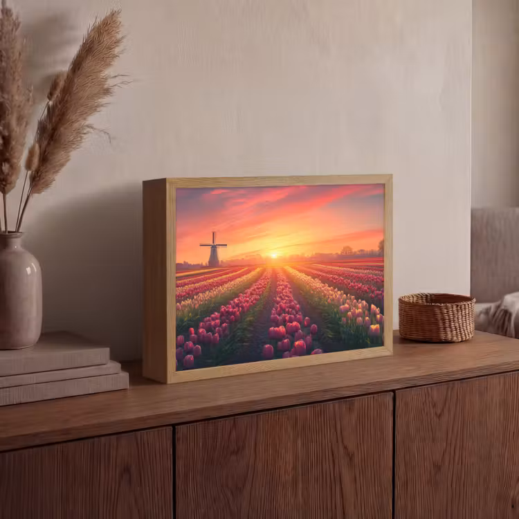 Lightbox - Wandlamp - Windmolen - Zonsondergang - Landschap — 4