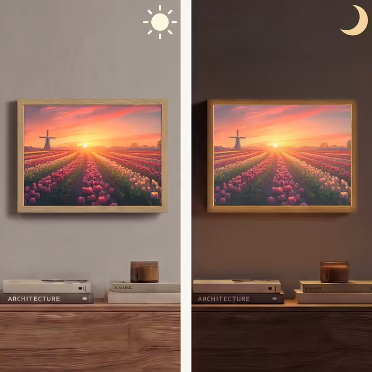 Lightbox - Wandlamp - Windmolen - Zonsondergang - Landschap — 6