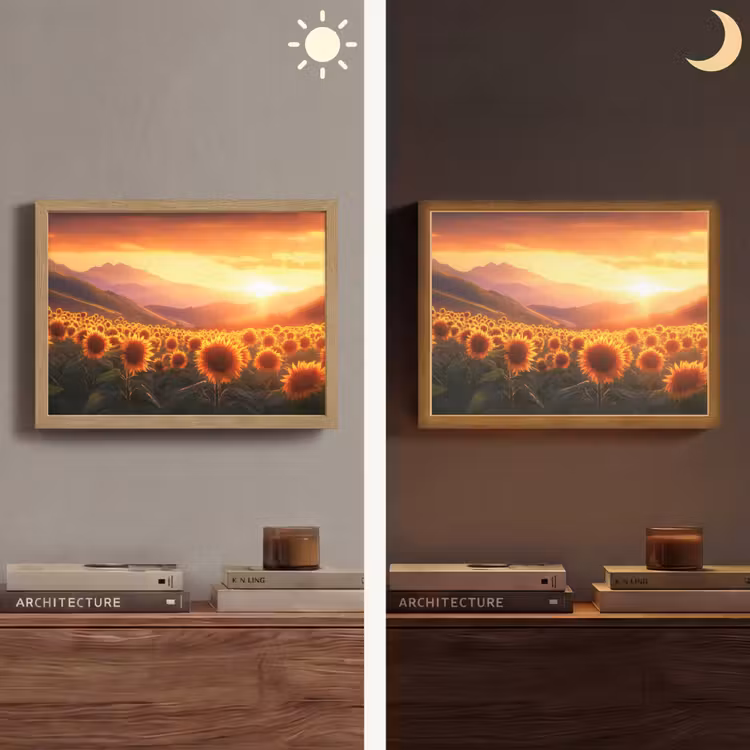 Lightbox - Wandlamp - Zonnebloemen - Zonsondergang - Landschap — 6