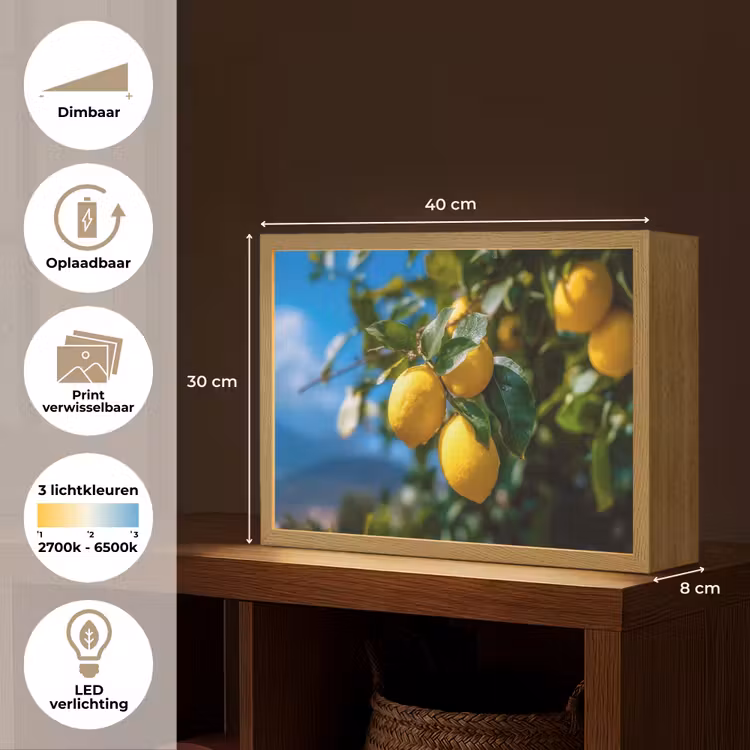 Lightbox - Wandlamp - Citroenen - Bladeren - Blauwe lucht — 10
