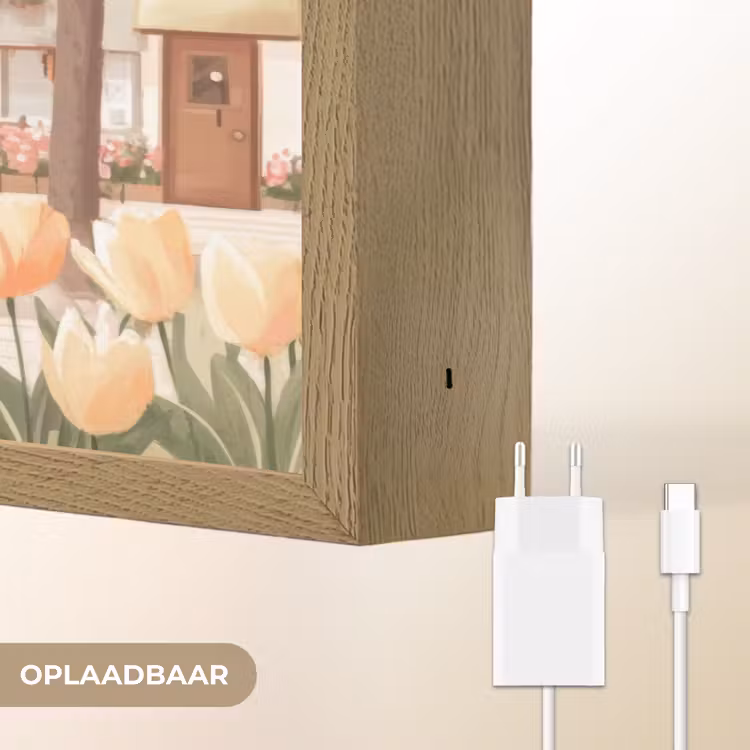 Lightbox - Wandlamp - Dorpsplein - Fontein - Tulpen — 7