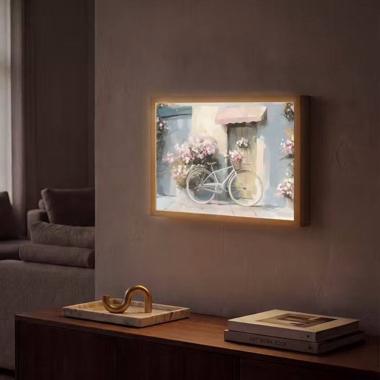 Lightbox - Wandlamp - Fiets - Pastelkleuren - Bloemen — 2