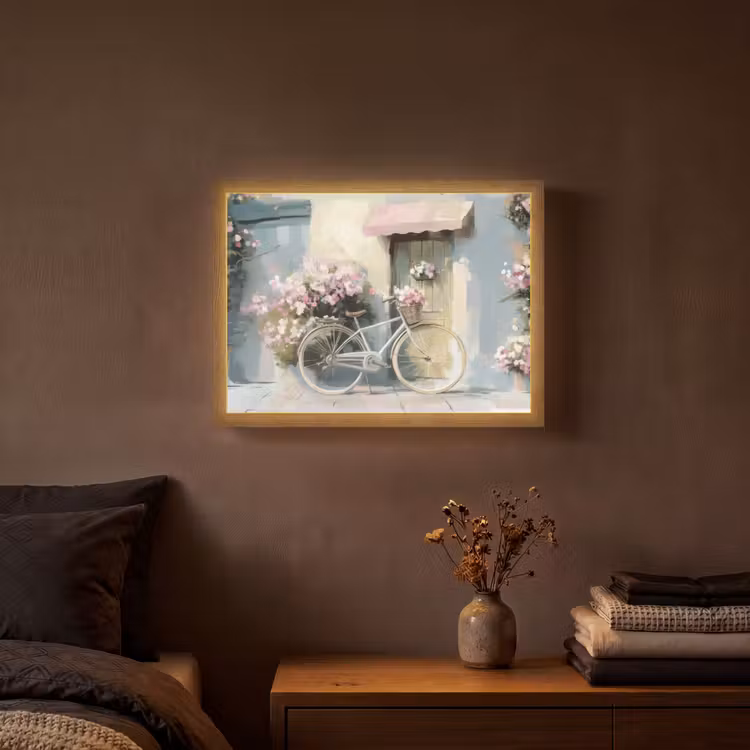 Lightbox - Wandlamp - Fiets - Pastelkleuren - Bloemen — 3