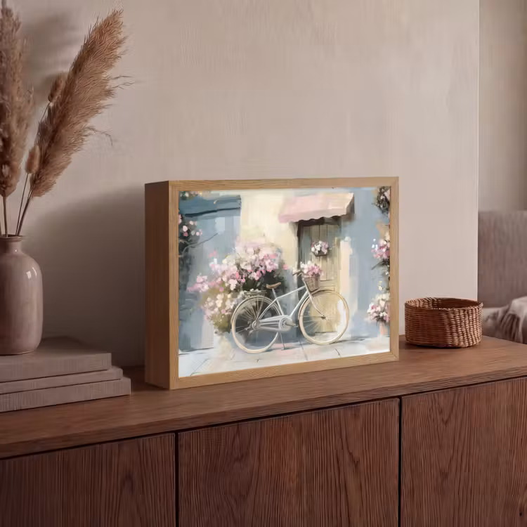Lightbox - Wandlamp - Fiets - Pastelkleuren - Bloemen — 4