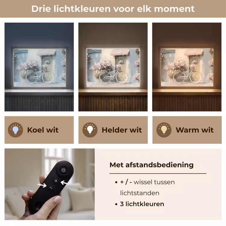 Lightbox - Wandlamp - Fiets - Pastelkleuren - Bloemen — 8