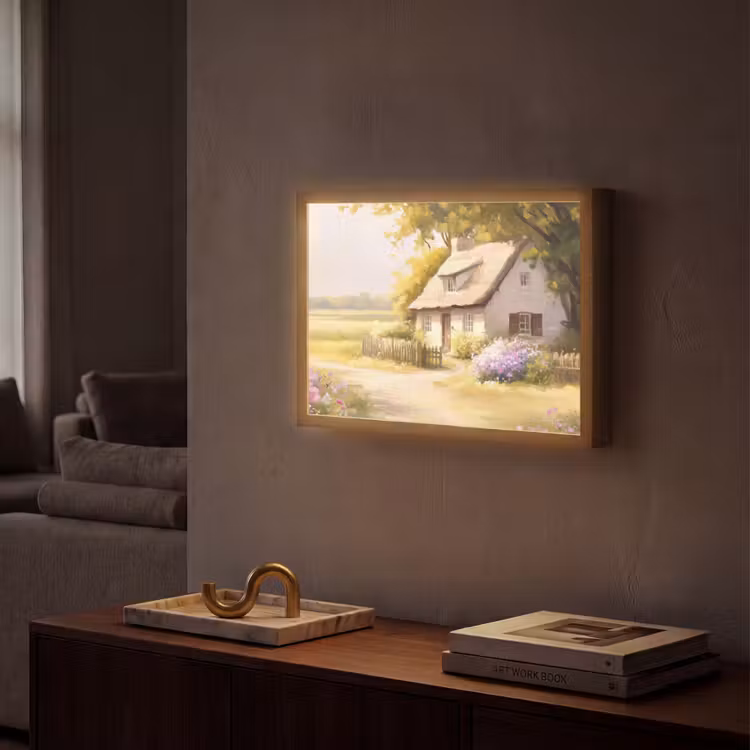 Lightbox - Wandlamp - Huisje - Hout - Bloemen — 2