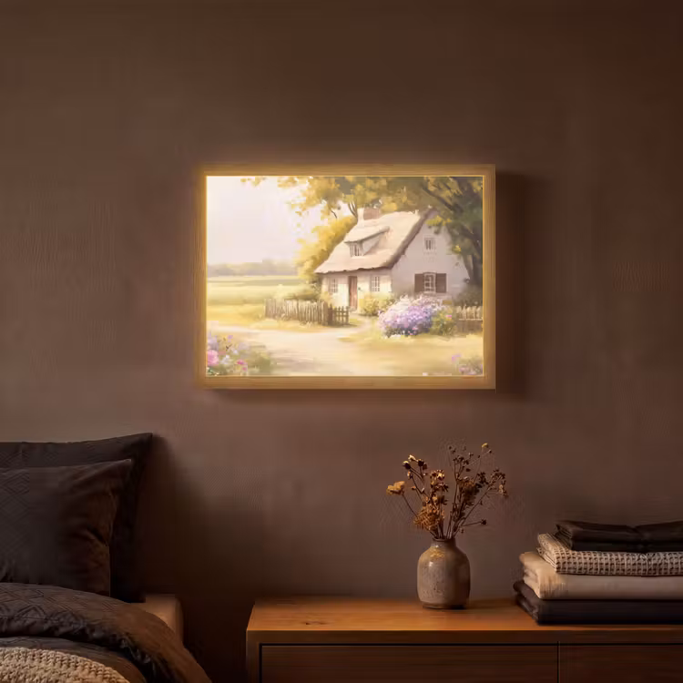 Lightbox - Wandlamp - Huisje - Hout - Bloemen — 3
