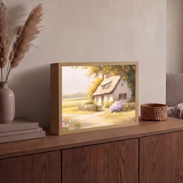 Lightbox - Wandlamp - Huisje - Hout - Bloemen — 4