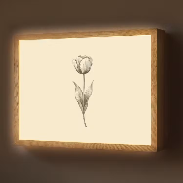 Lightbox - Wandlamp - Illustratie - Tulp - Zwart — 1