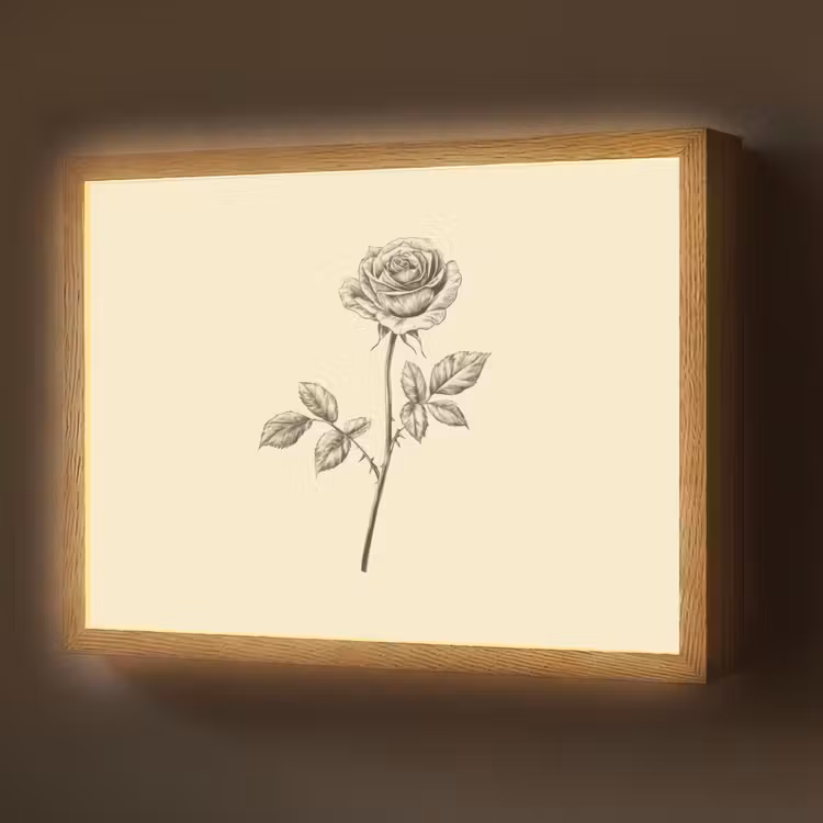 Lightbox - Wandlamp - Illustratie - Zwart - Roos — 1