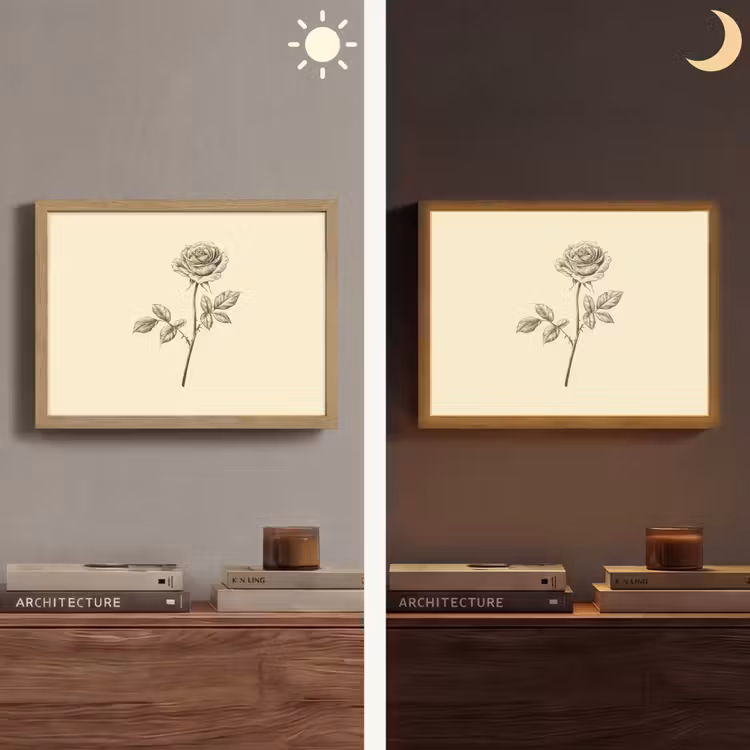 Lightbox - Wandlamp - Illustratie - Zwart - Roos — 6