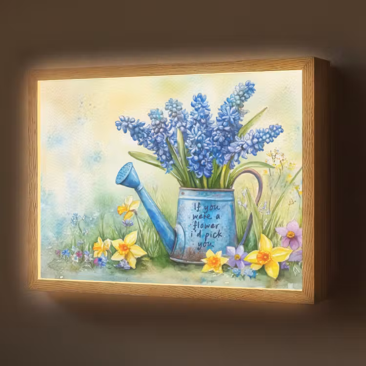 Lightbox - Wandlamp - Lavendelbloemen - Quote - Gieter — 1