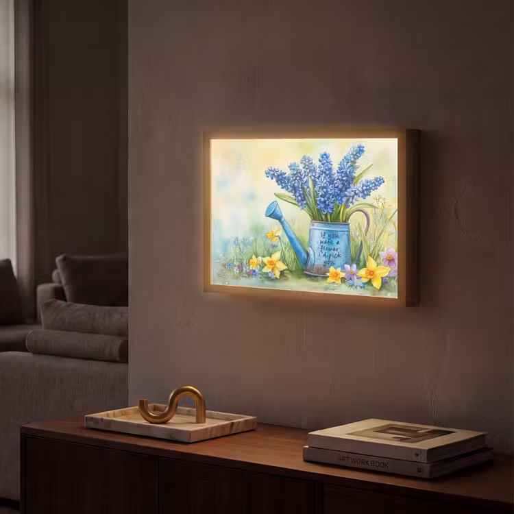 Lightbox - Wandlamp - Lavendelbloemen - Quote - Gieter — 2