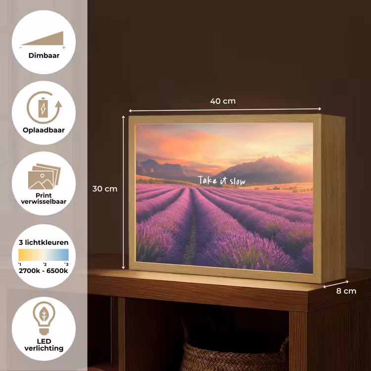 Lightbox - Wandlamp - Lavendelveld - Quote - Zonsondergang — 10