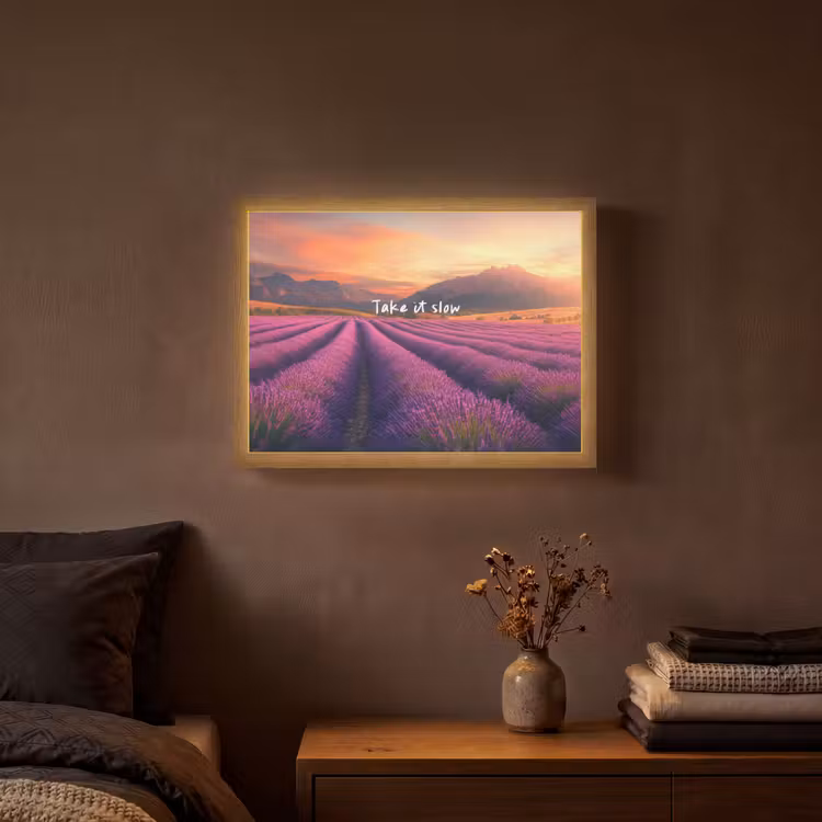 Lightbox - Wandlamp - Lavendelveld - Quote - Zonsondergang — 3
