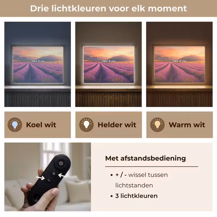 Lightbox - Wandlamp - Lavendelveld - Quote - Zonsondergang — 8