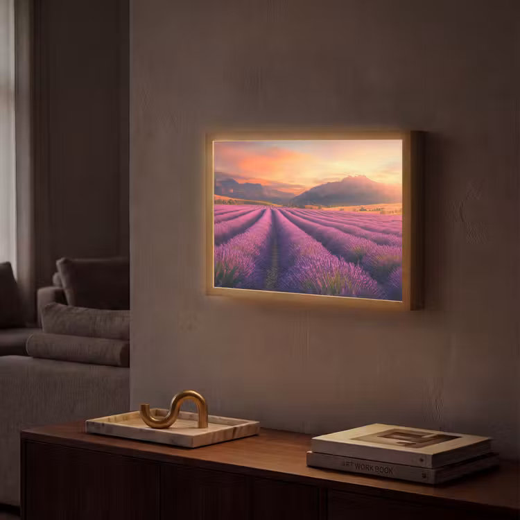 Lightbox - Wandlamp - Lavendelveld - Zonsondergang - Paars — 2