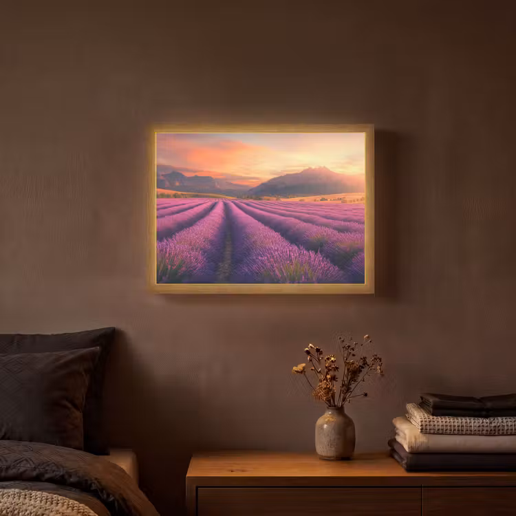 Lightbox - Wandlamp - Lavendelveld - Zonsondergang - Paars — 3