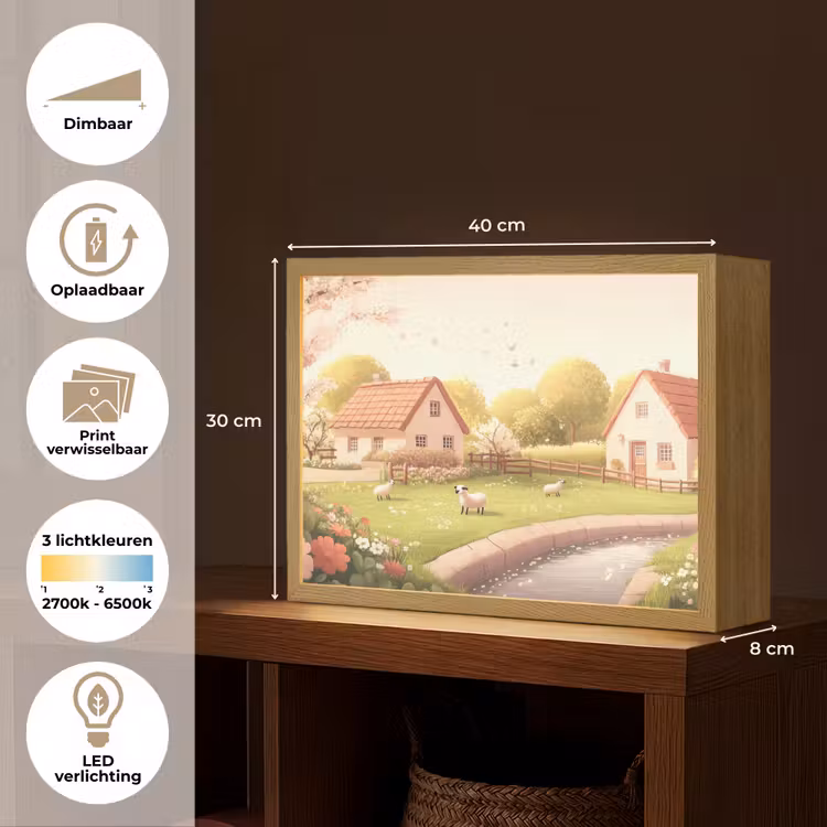 Lightbox - Wandlamp - Schapen - Huisje - Platteland — 10