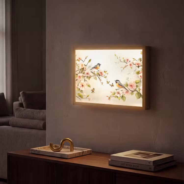 Lightbox - Wandlamp - Takken - Bloemen - Vogeltjes - Roze — 2