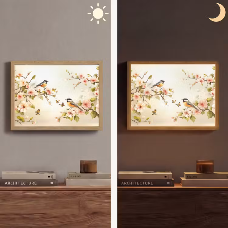 Lightbox - Wandlamp - Takken - Bloemen - Vogeltjes - Roze — 6
