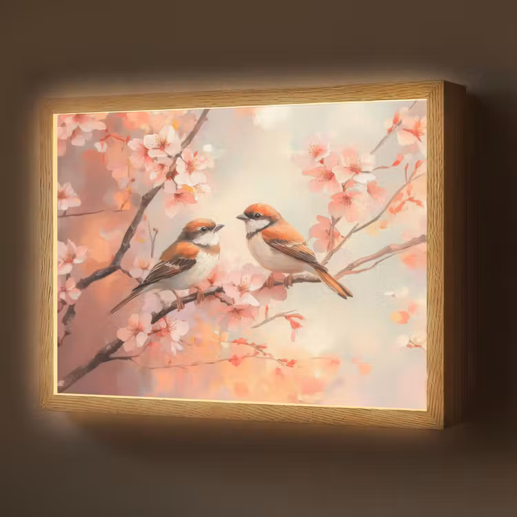 Lightbox - Wandlamp - Vogels - Romantic - Bloesemtak — 1