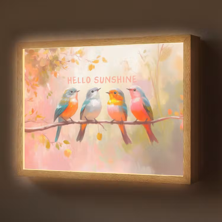 Lightbox - Wandlamp - Vogels - Tak - Quote - Roze — 1