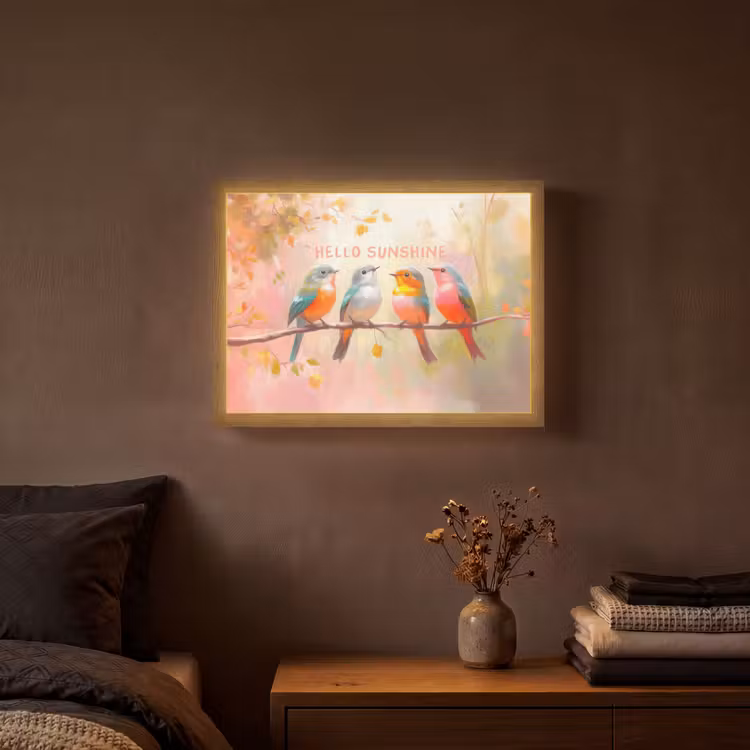 Lightbox - Wandlamp - Vogels - Tak - Quote - Roze — 3