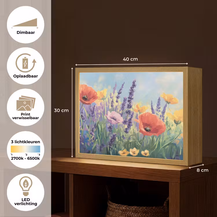 Lightbox - Wandlamp - Weide - Bloemen - Kleurrijk — 10