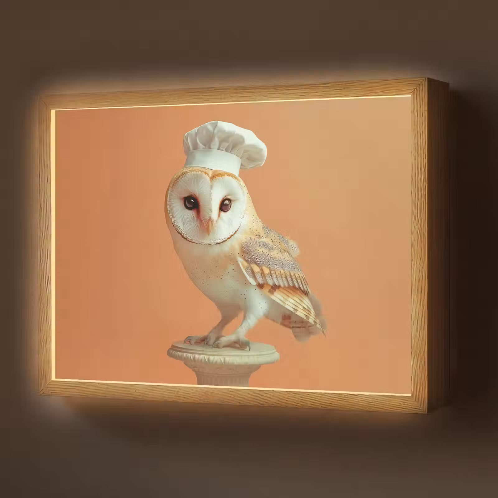 Lightbox - Wandlamp - Kerkuil - Koksmuts - Oranje - Vogel — 1