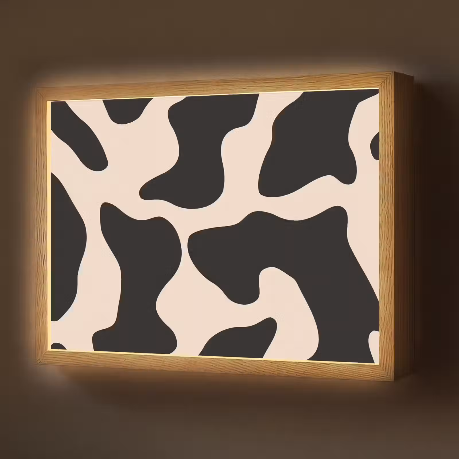 Lightbox - Wandlamp - Vlekkenpatroon - Koe - Beige — 1