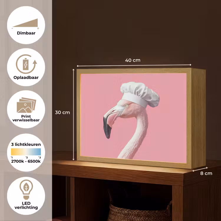Lightbox - Wandlamp - Flamingo - Roze - Koksmuts - Vogel — 10