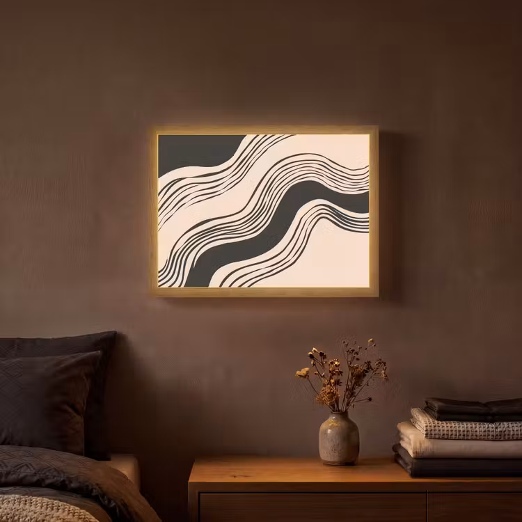 Lightbox - Wandlamp - Golven - Zwart - Zandkleur — 3