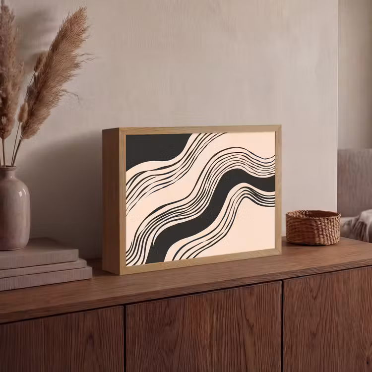 Lightbox - Wandlamp - Golven - Zwart - Zandkleur — 4