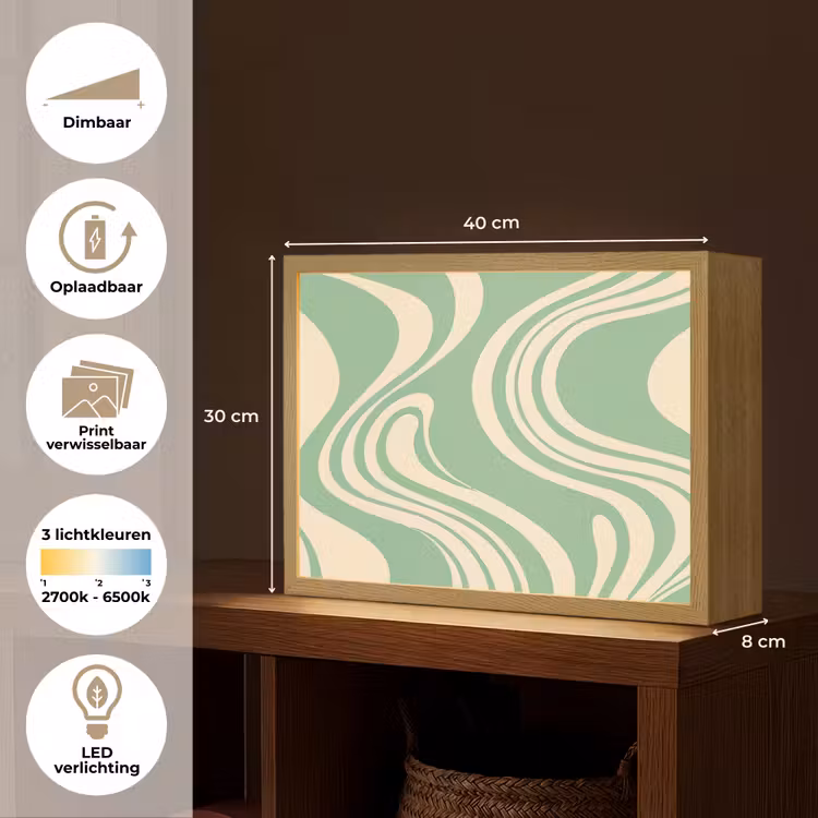 Lightbox - Wandlamp - Golvende lijnen - Mintgroen - Dansende vormen — 10