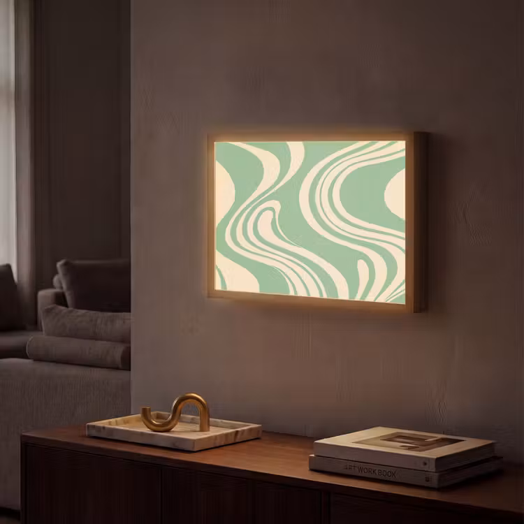 Lightbox - Wandlamp - Golvende lijnen - Mintgroen - Dansende vormen — 2