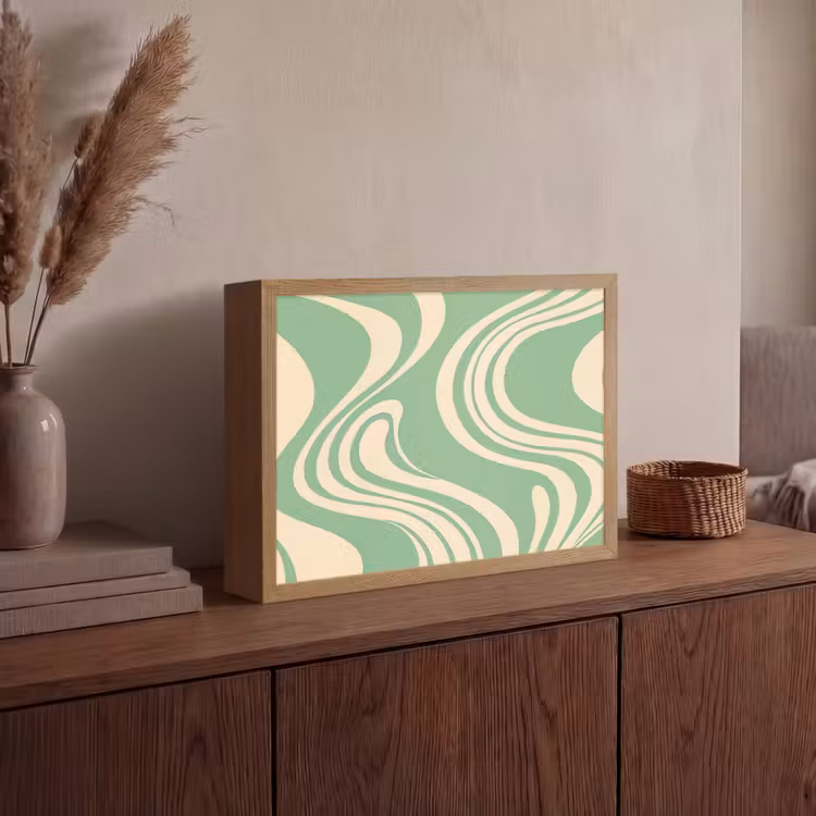 Lightbox - Wandlamp - Golvende lijnen - Mintgroen - Dansende vormen — 4