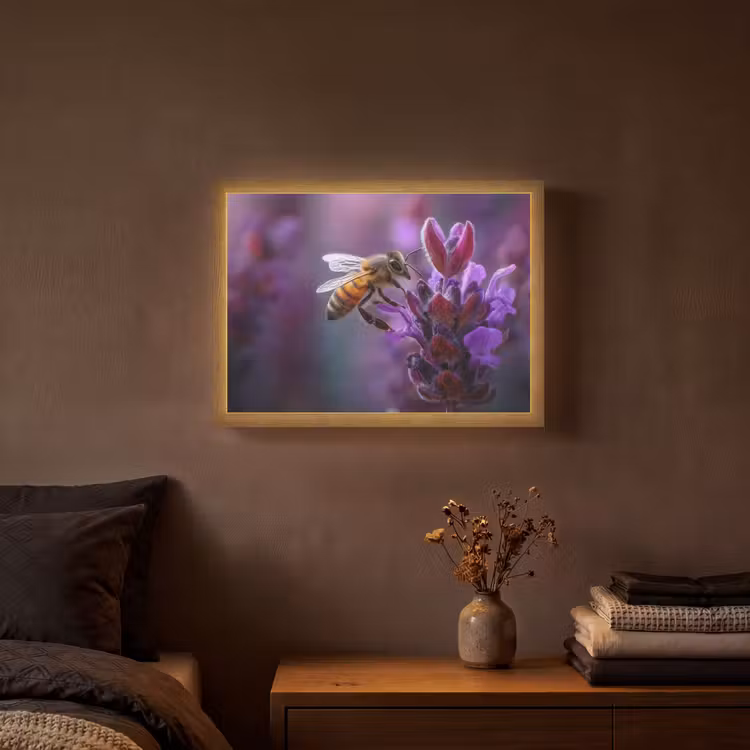 Lightbox - Wandlamp - Honingbij - Paarse bloemen - Details — 3