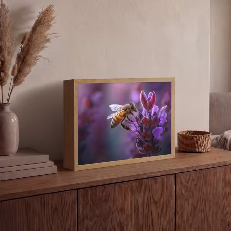Lightbox - Wandlamp - Honingbij - Paarse bloemen - Details — 4