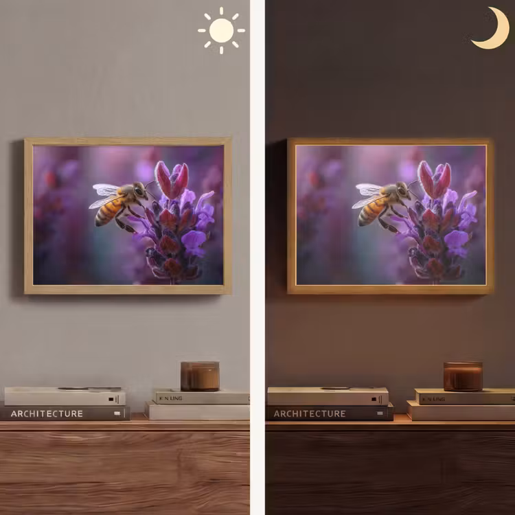 Lightbox - Wandlamp - Honingbij - Paarse bloemen - Details — 6
