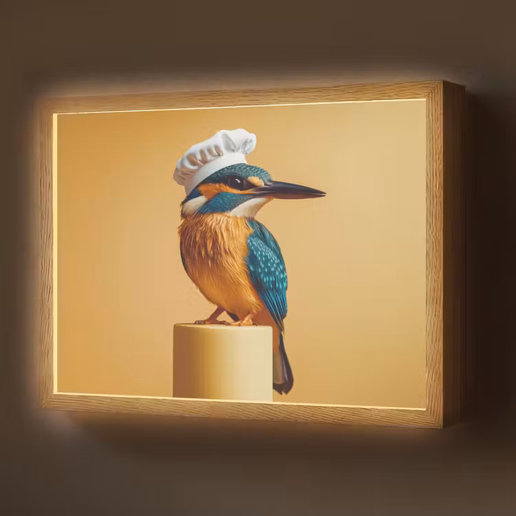 Lightbox - Wandlamp - Ijsvogel - Pilaar - Koksmuts - Vogel — 1