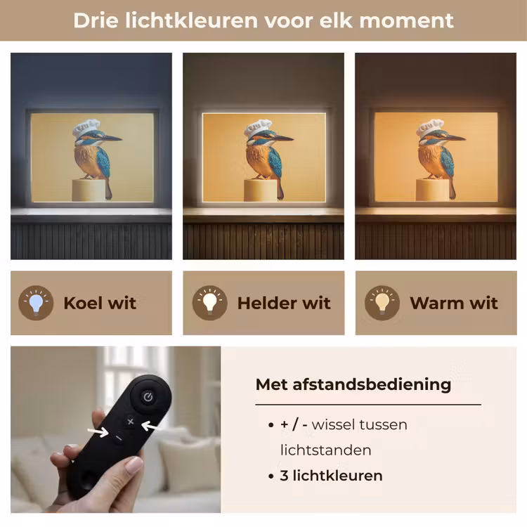 Lightbox - Wandlamp - Ijsvogel - Pilaar - Koksmuts - Vogel — 8