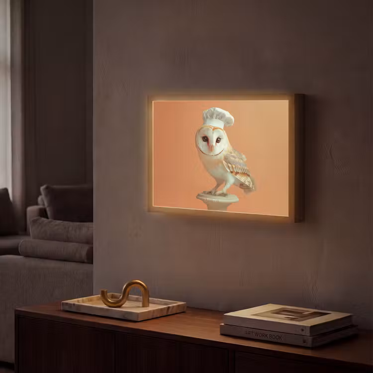 Lightbox - Wandlamp - Kerkuil - Koksmuts - Oranje - Vogel — 2
